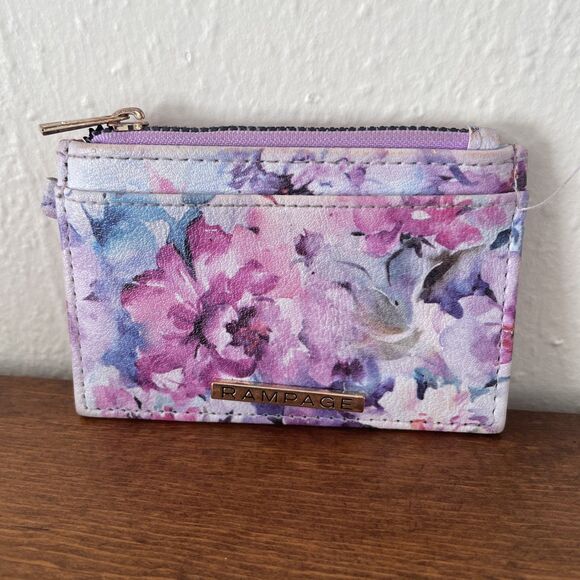 Rampage Pink Floral Card Holder ID Card Zip Up Zipper Coin Purse (no Keychain) - Picture 1 of 4